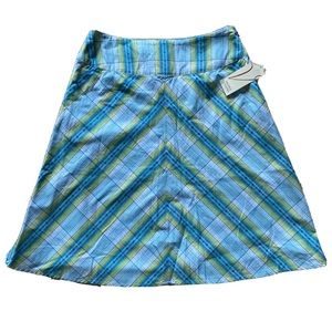 Valerie Stevens NWT Size 6 Petite Green Blue Plaid A-line Skirt